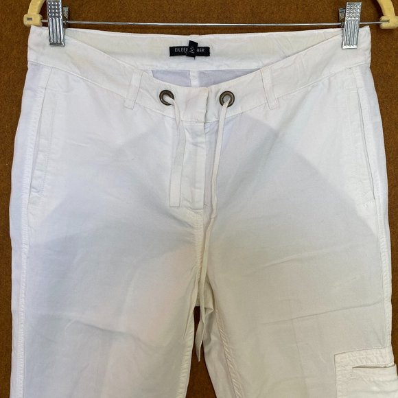 Eileen Fisher Petite Womens 4 Crop Pants Drawstring Waist Ankle Zip White - Picture 1 of 7